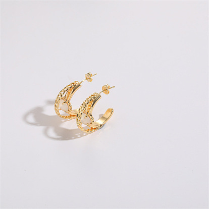 Cat's Eye Chain C-shaped Earrings with Woven Metal, Bold and Personalized Ear Hooks