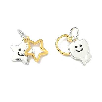 925 Подвески из стерлингового серебра с черной эмалью в виде улыбающегося лица и цветка, золотой и серебряный, с печатью 925