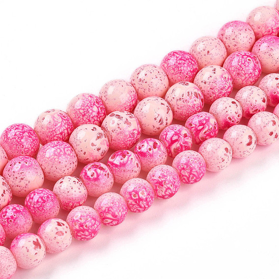 Нити прозрачных окрашенных стеклянных бусин для запекания, круглые, два тона