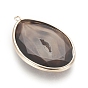 Natural Geode Druzy Agate Pendants, with Brass Edge, Dyed, Teardrop, Faceted