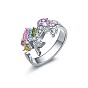 Rainbow Color Pride Flag Rhinestone Unicorn Open Cuff Ring, Alloy Jewelry for Women