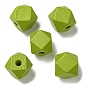 Printed Wood European Beads, Polygon