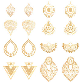 Набор для самостоятельного изготовления филигранных украшений, включая 304 филигранные соединения и подвески из нержавеющей стали, Латунные подвески, лист и капля и ромб