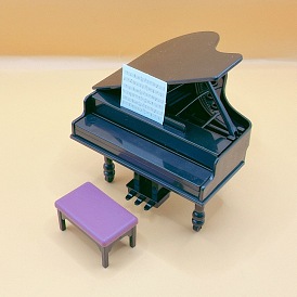 Acrylic & Plastic Piano Mini Model, with Stool Props, Micro Landscape Dollhouse Accessories, Pretending Prop Decorations