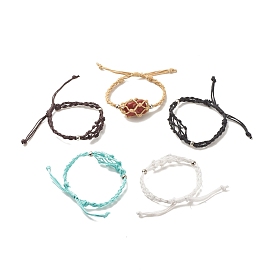 Bracelet cordon tressé pépite plastique ccb, pochette macramé en coton ciré bracelet ajustable pour femme