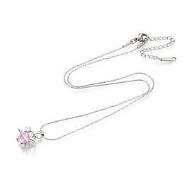 Латунный кулон в форме сердца и планеты из кубического циркония 304 цепочка из нержавеющей стали, цвет нержавеющей стали