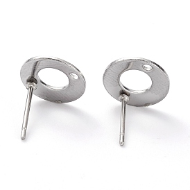 304 Stainless Steel Stud Earring Findings, Flat Round
