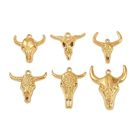 304 подвески из нержавеющей стали, амулеты в виде черепа крупного рогатого скота