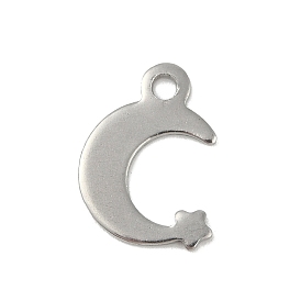 201 Stainless Steel Charms, Moon with Star Charm