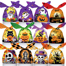 100Pcs Rabbit Shaped Halloween Candy Plastic Bags, Printed Candy Gift Bags