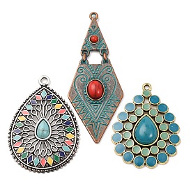 Сплав в тибетском стиле с акриловыми подвесками, с эмалью