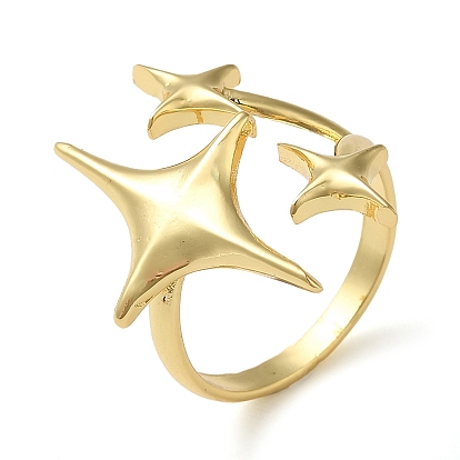 Brass Open Cuff Ring, Star