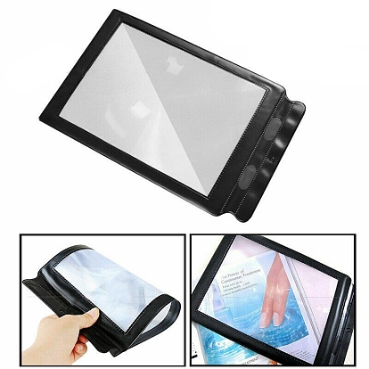 3X PVC Magnifiers, with PU Frame, Magnifying Sheet, for Elderly and People with Low Vision Reading Small Patterns, Maps and Books, Rectangle