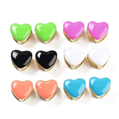 Golden 304 Stainless Steel Enamel Hoop Earrings, Heart