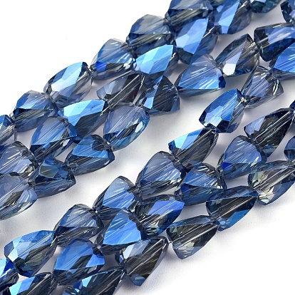Electroplate Glass Beads Strands, Full Rainbow Plated, Faceted, Triangle