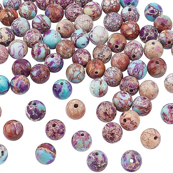 Natural Imperial Jasper Beads Strands, Dyed, Round