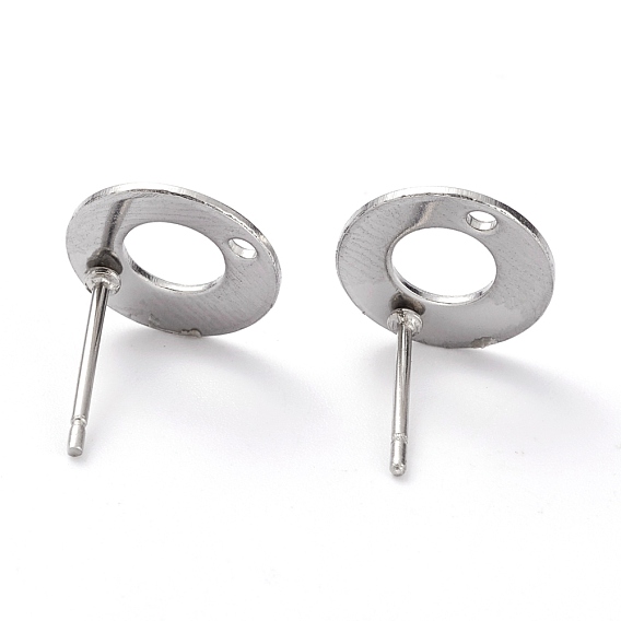 304 Stainless Steel Stud Earring Findings, Flat Round