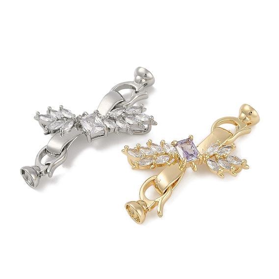 Латунное микропейв, прозрачный кубический цирконий, складные застежки, бантом