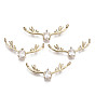 Brass Micro Pave Cubic Zirconia Pendants, Long-Lasting Plated, Deer Horn, Light Gold