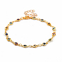 Brass Evil Eye Lampwork Link Bracelets, with 304 Stainless Steel Lobster Claw Clasps