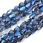 Electroplate Glass Beads Strands, Full Rainbow Plated, Faceted, Triangle
