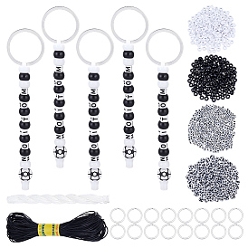 Наборы для самостоятельного изготовления брелоков в виде футбольных мячей, включая непрозрачные пластиковые бусины, Акриловые бусины, железные брелки, полиэфирная нить