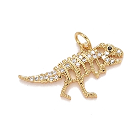 Rack de latón chapado colgantes de óxido de circonio cúbico, con anillos de salto, larga duración plateado, sin plomo, cadmio, níquel, dinosaurio