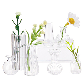 7шт. 7 стили стеклянных ваз, миниатюрных цветочных горшков, украшений, Аксессуары для микроландшафтного сада для кукольного домика, притворяющиеся опорными украшениями