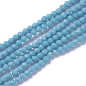 Synthetic Turquoise Beads Strands, Faceted, Round
