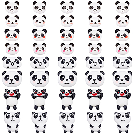 PandaHall Elite 48Pcs 6 Style Opaque Resin Cabochons, Panda