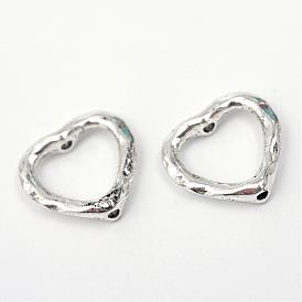 Tibetan Style Alloy Heart Bead Frames, Cadmium Free & Lead Free, 13.5x14x3mm, Hole: 1mm, about 1425pcs/1000g