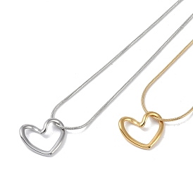 304 Stainless Steel Pendant Necklaces, Snake Chains, Heart