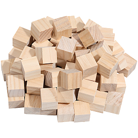 100Pcs Unfinished Pine Woods Block, Cube