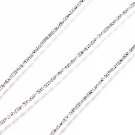 304 Stainless Steel Cable Chains, Soldered, Rectangle