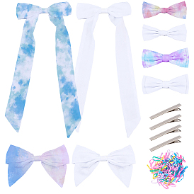 12 шт. 4 стили заколки для волос из хлопка аллигатора, аксессуары для волос для женщин и девочек, с 1шт. одноразовых эластичных резинок для волос