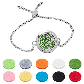 1браслеты-слайдеры из нержавеющей стали, браслеты с диффузором эфирных масел для женщин, плоско-круглые, с парфюмерными подушечками