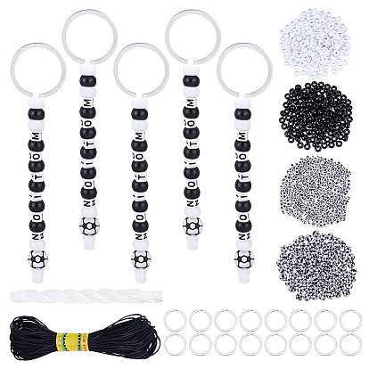 Наборы для самостоятельного изготовления брелоков в виде футбольных мячей, включая непрозрачные пластиковые бусины, Акриловые бусины, железные брелки, полиэфирная нить