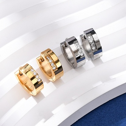 304 из нержавеющей стали кубического циркония серьги обруча, с 316 нержавеющей стали, ионное покрытие (ip)