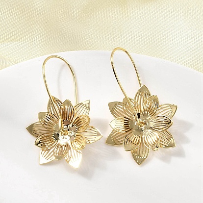 Серьги-кольца из латуни с цветком, долговечный, без никеля 