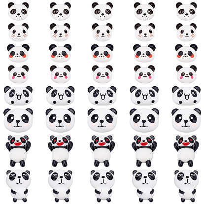 48Pcs 6 Style Opaque Resin Cabochons, Panda