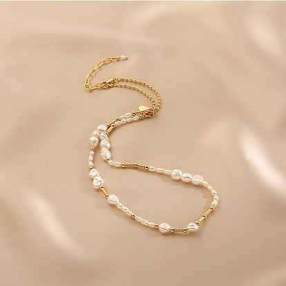 Натуральные пресноводные жемчужные самородки и латунные бусины для женщин, золотые