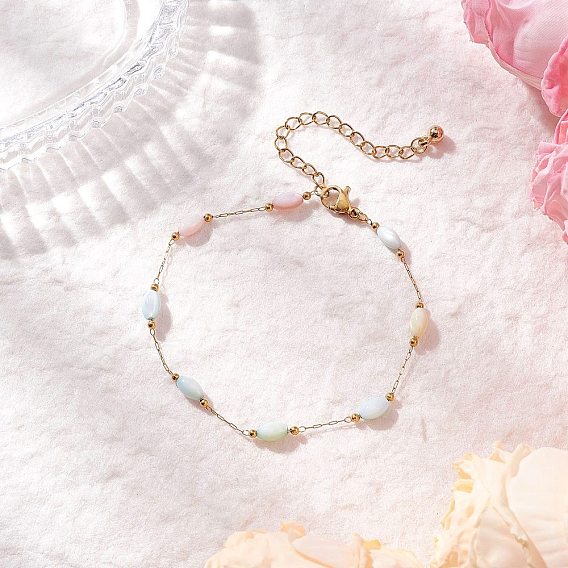 Браслеты из ракушек и овальных звеньев из нержавеющей стали для женщин