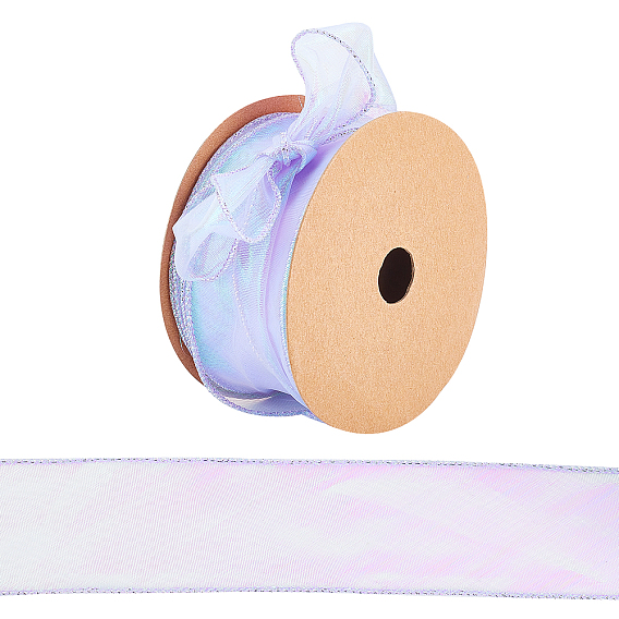 1 Roll  Rainbow Glitter Organza Ribbon, Bowknot, Flower, Gift Decoration
