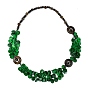 Beignets de noix de coco naturels teints et colliers plastrons en perles rondes plates, bijoux bohèmes pour femmes