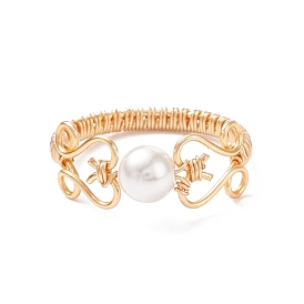 Плетеное кольцо на палец с жемчугом, украшения из латунной проволоки для женщин
