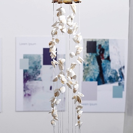 Carillons éoliens en cordon de coton, pendentif suspendu en coquillage naturel, pour la décoration de la maison/chambre