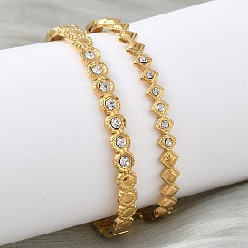 304 женские шарнирные браслеты из нержавеющей стали, со стразами, ионное покрытие (ip)