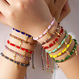 Браслеты из стеклянных бусин в богемном стиле для женщин, крестик