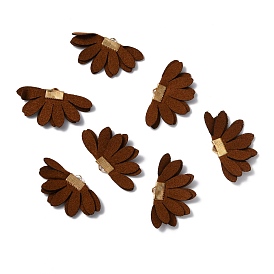 Korean Faux Suede Pendants, with Light Gold Plated Brass Finding, Petaline Charms