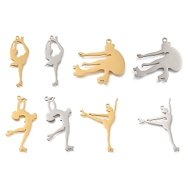 304 Stainless Steel Pendants, Laser Cut, Roller Gymnast Charm